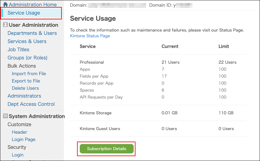 Image of Subscription Details enclosed in a square