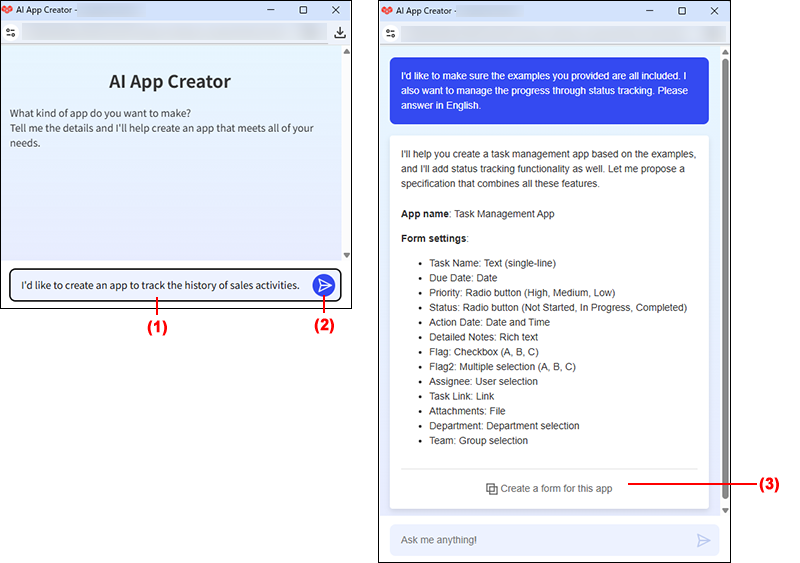 Screenshot: The AI App Creator