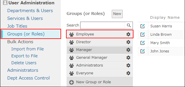 "Group (or role) settings" screen
