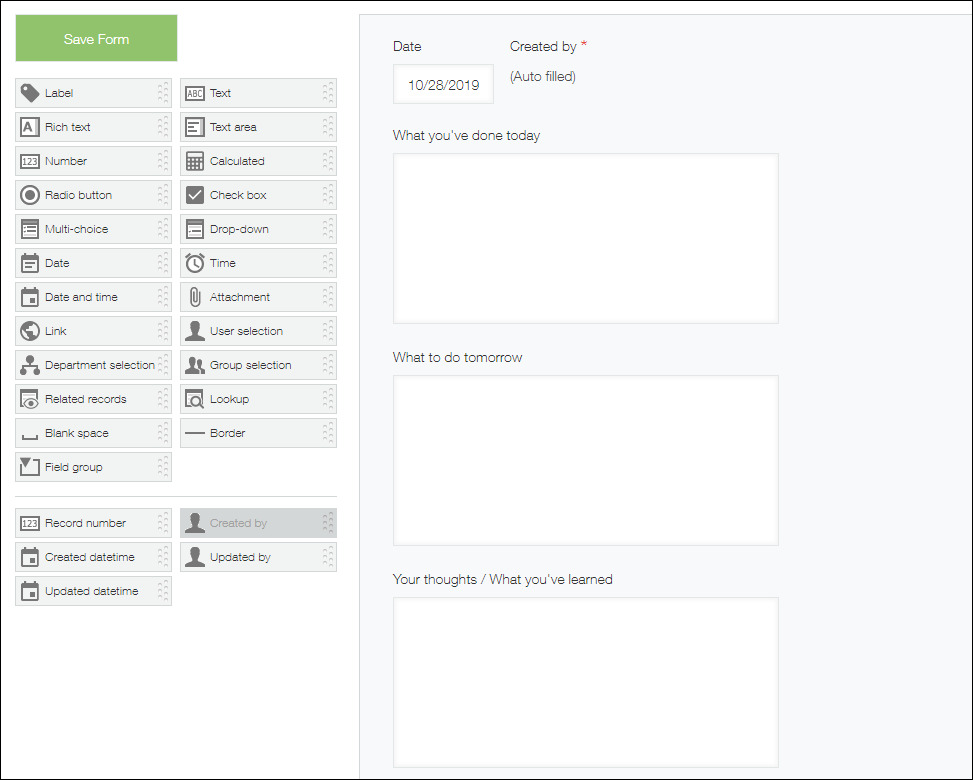 Screenshot: The Form settings screen is displayed